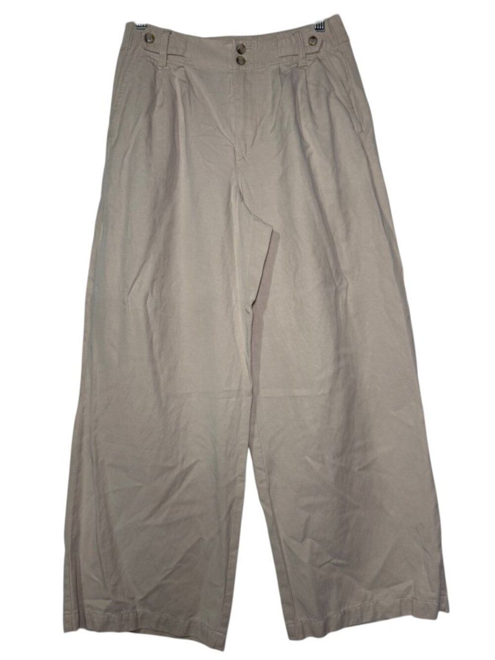 Madewell The Harlow Wide-Leg Pant Linen Blend in Khaki Size 2P Breathable - Picture 2 of 11